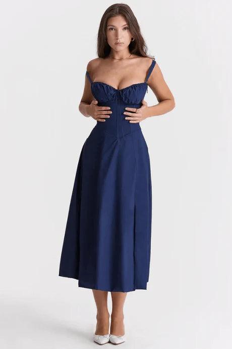 Bustier-Style Midi Corset Dress for Sunlit Days